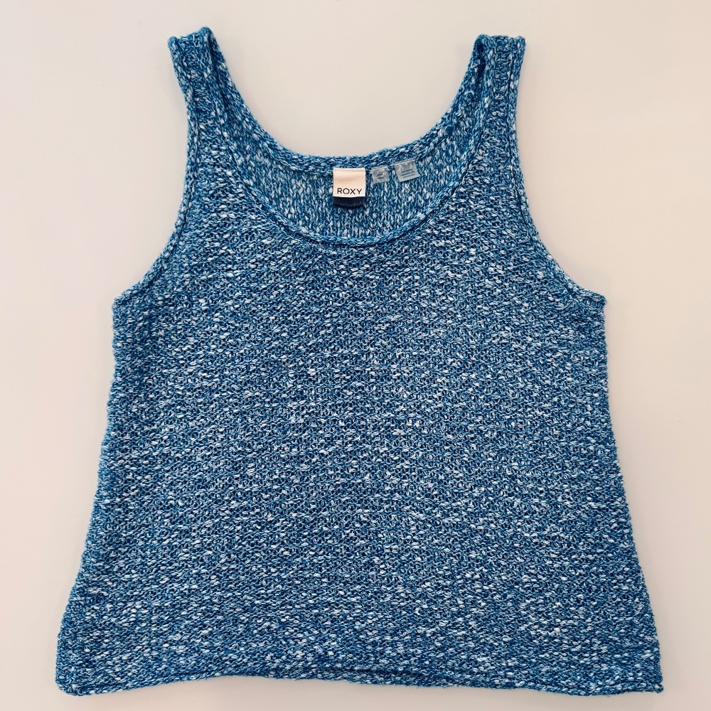 Roxy Blue Speckled Knit Tank Top – Soft & Textured Surf Style Women's Size S